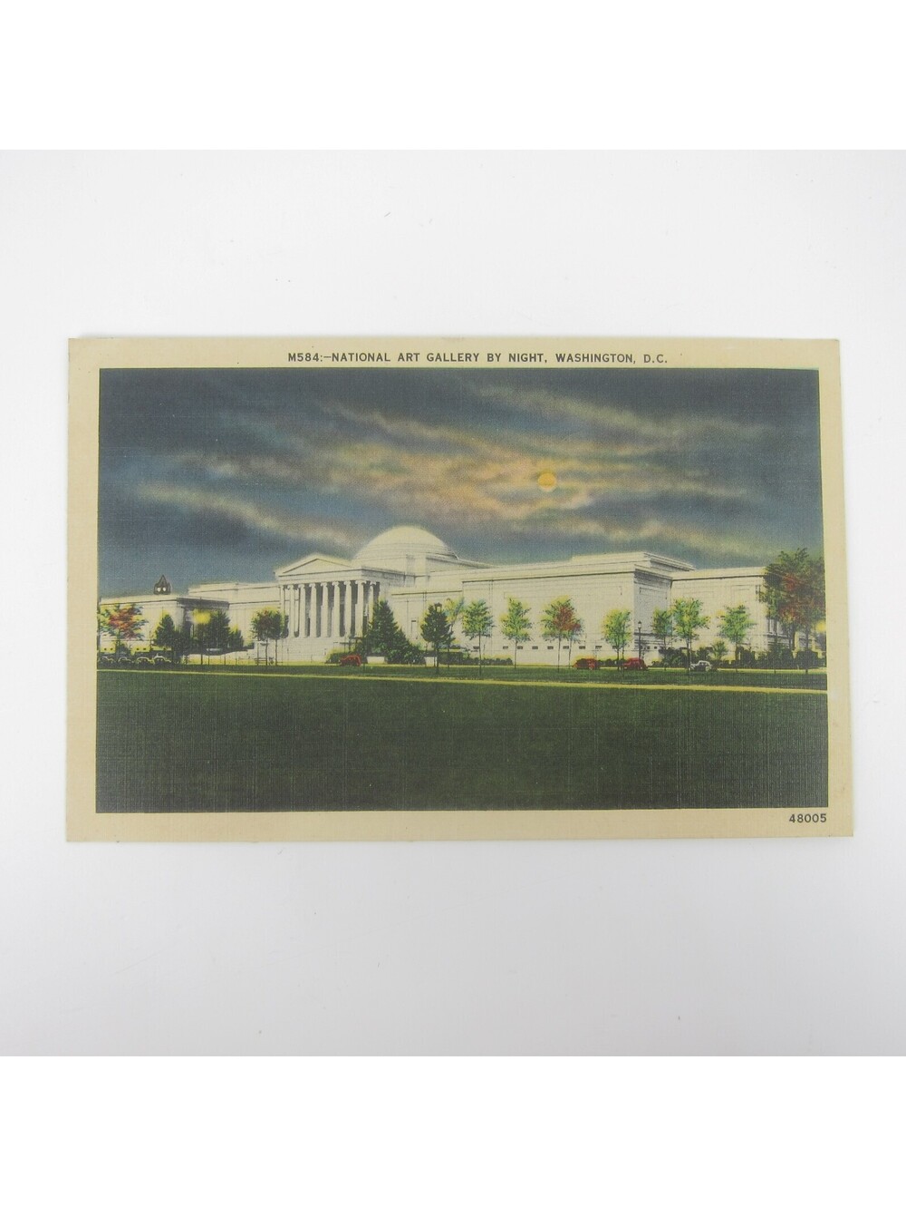 Vintage Linen Postcard National Art Gallery By Night South Facade Washington DC